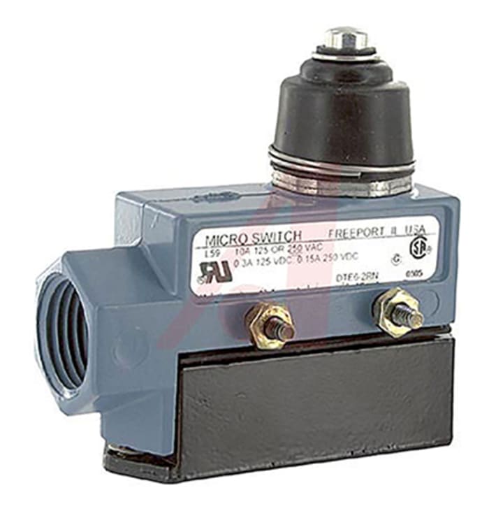 Honeywell DTE6 Series Plunger Limit Switch, 2NO/2NC, IP66, DPDT, Die Cast Zinc Housing, 250V ac Max, 10A Max