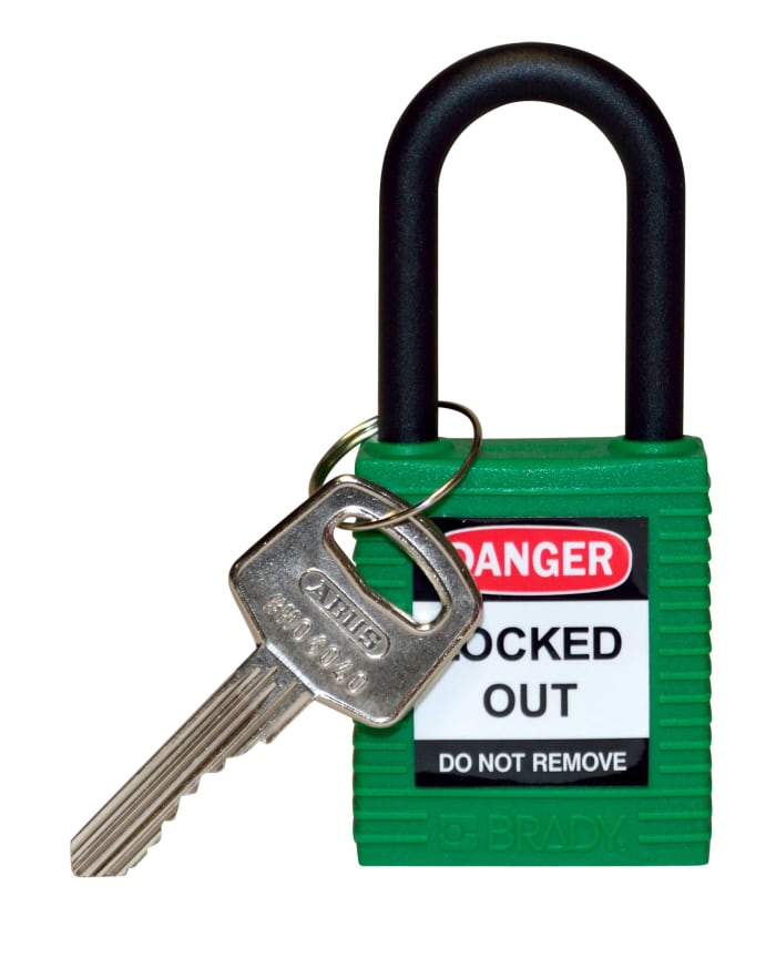 Brady Green Padlock Nylon, 6.35 mm