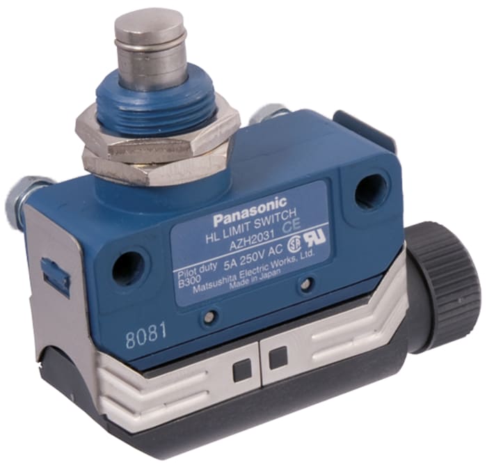 Panasonic AZH Series Plunger Limit Switch, NO/NC, IP67, SPDT, 250V ac Max, 5A Max