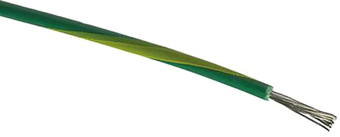 RS PRO Green/Yellow 1.5 mm² Single Core Control Cable, 15 AWG, 30/0.25 mm, 100m, PVC Insulation