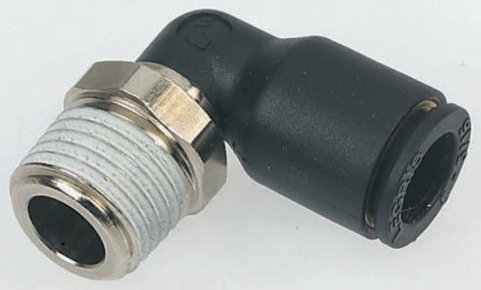 Legris LF3000 Series Elbow Threaded Adaptor, R 1/4 Male to Push In 12 mm, Threaded-to-Tube Connection Style