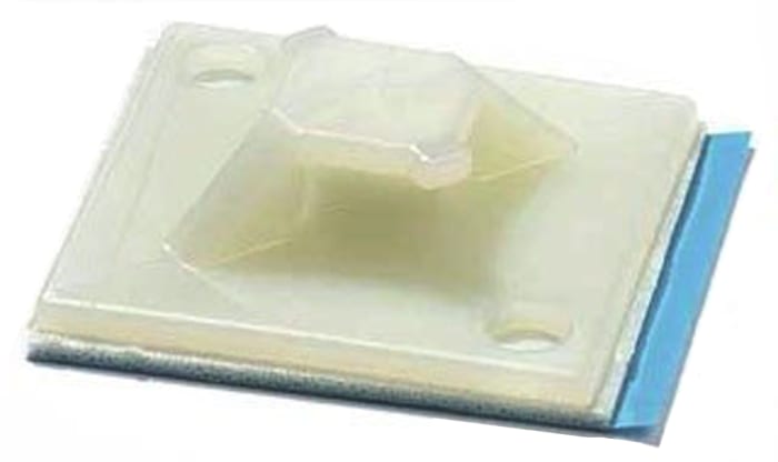 Thomas & Betts Self Adhesive Natural Cable Tie Mount 29 mm x 29mm, (4 way) 2.3mm Max. Cable Tie Width