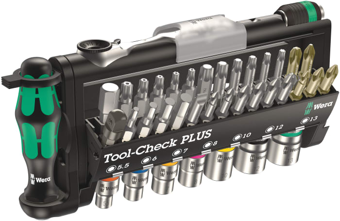 Wera Tool-Check PLUS Hexagon; Hex-Plus; Phillips; Pozidriv; Slotted Interchangeable Screwdriver Set, 39-Piece