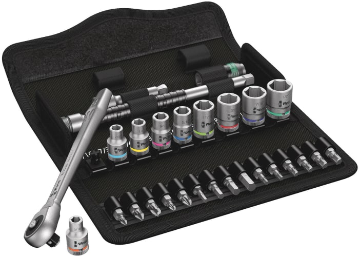05004020001 Wera Wera Zyklop 8100 28Piece Socket Set, 1/4 in Square Drive, 3/16 → 1/2" Socket