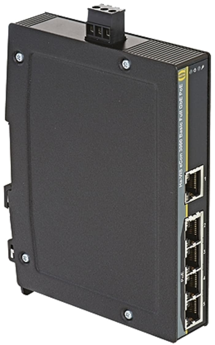 Gigabit Industrial Switch, 5 RJ45, 4 PoE