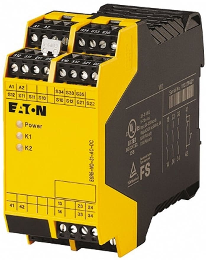 Relé de seguridad Eaton ESR5 de 2 canales, para Bloqueo/interruptor de seguridad