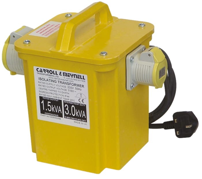 Carroll & Meynell Single Phase 1.65kVA Site Transformer, 230V ac Primary, ±55V ac Secondary