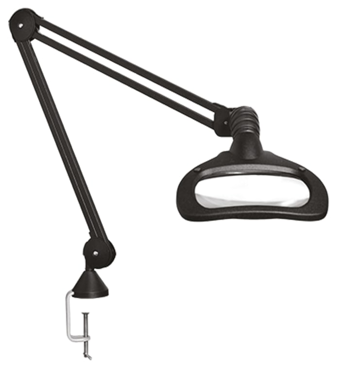 Luxo Wave ESD LED Magnifying Lamp with Table Clamp Mount, 5dioptre, 175 x 108mm Lens