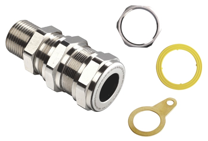 Kopex-EX C1 Series Nickel Brass Cable Gland Kit, M20 Thread, 6mm min., 12mm max., IP66, IP68