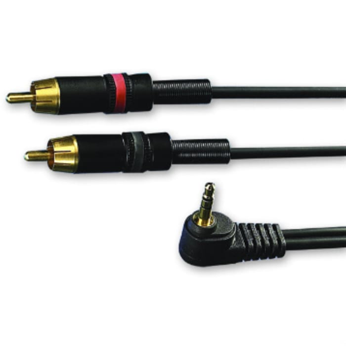 Van Damme Male 3.5mm Stereo Jack to Male RCA x 2 Aux Cable, Black, 3m 103-326-704