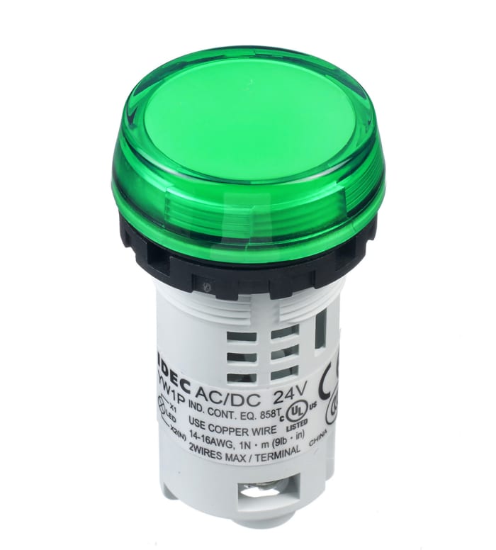 Idec IDEC YW Panel Mount Green LED Pilot Light 22mm Cutout 24V ac dc