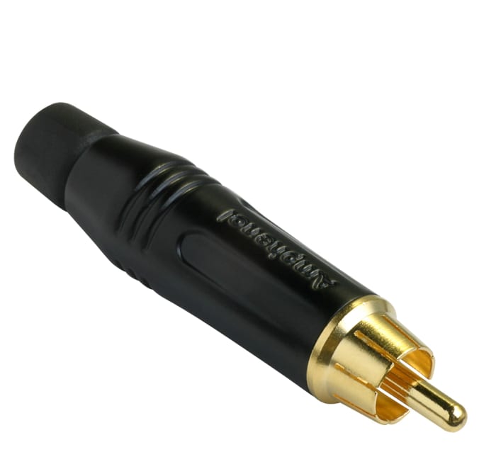 Amphenol Industrial Black Cable Mount RCA Plug, Gold
