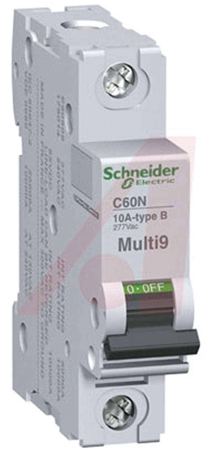 Schneider Electric C60 MCB Mini Circuit Breaker, 1P, 6A Curve D, 277V AC, 60V DC, 10 kA @ 60 V dc, 5 kA @ 480/277 V ac