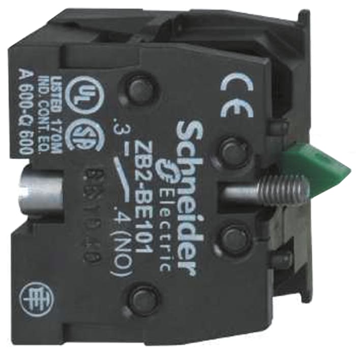 Bloque de contactos Schneider Electric ZB2BE101, 1 NA, 600V, terminal Roscado