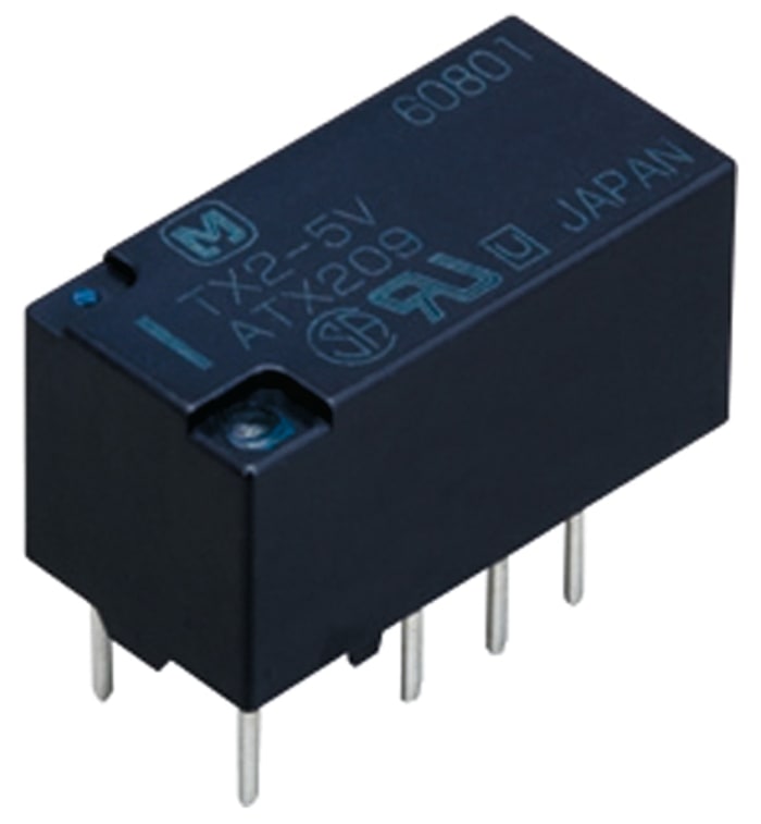 Panasonic PCB Mount Non-Latching Relay, 4.5V dc Coil, 2A Switching Current, DPDT