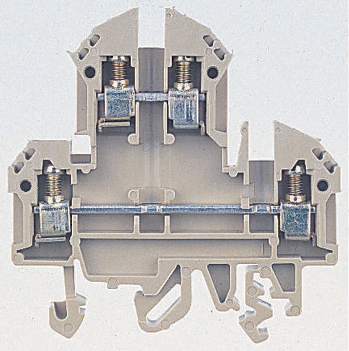 RS PRO Brown Non-Fused DIN Rail Terminal, 0.2 → 2.5mm², Double-Level, Screw Down Termination