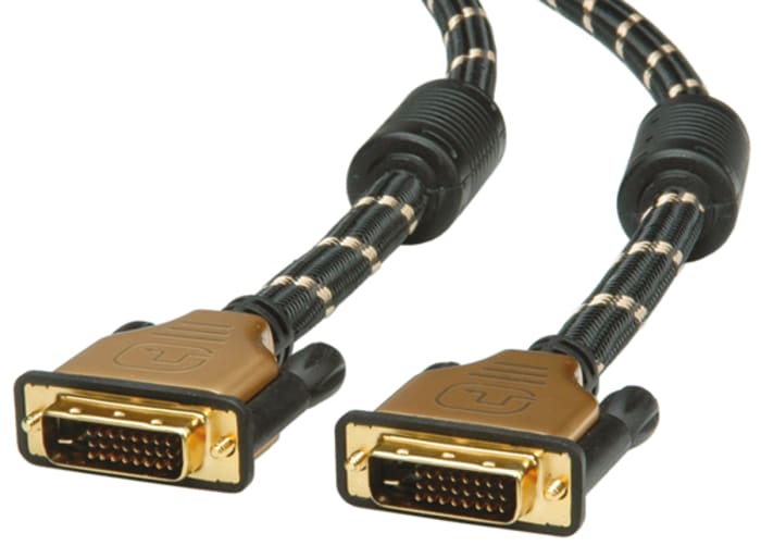 Roline, Male DVI-D Dual Link to Male DVI-D Dual Link  Cable, 3mBlack/Gold sheath