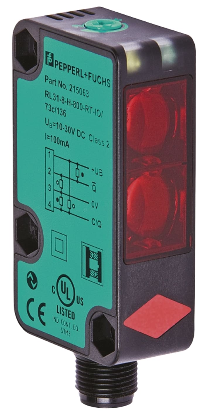 Pepperl + Fuchs Retroreflective Photoelectric Sensor, Block Sensor, 9 m Detection Range