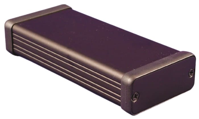 Hammond 1455 Series Black Aluminium Enclosure, IP54, Black Lid, 120 x 54 x 23mm