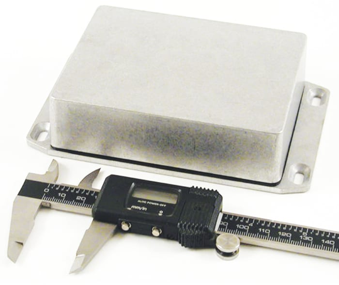 Hammond 1590 Series Natural Die Cast Aluminium Enclosure, IP65, Flanged, Natural Lid, 119.5 x 94 x 34mm