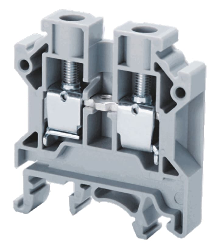 RS PRO Grey Feed Through Terminal Block, Single-Level, Screw Down Termination