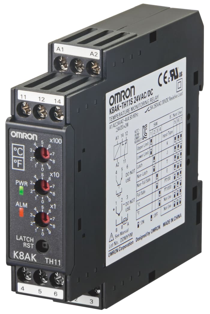 Omron Temperature Monitoring Relay, Single Phase, SPDT, DIN Rail