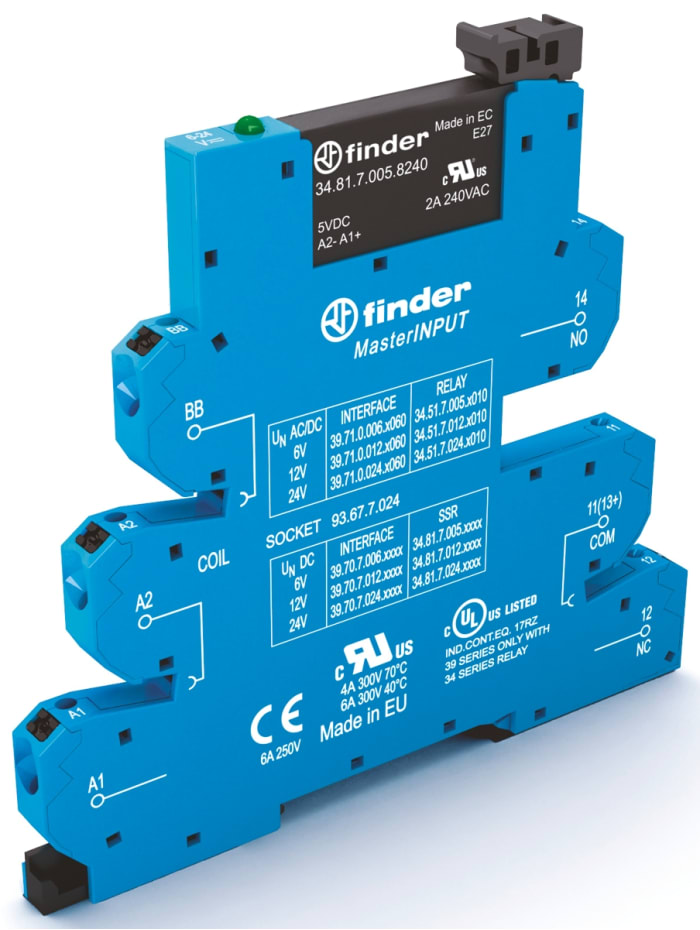 Finder Series 39 Series Solid State Interface Relay, 264 V Control, 2 A Load, DIN Rail Mount