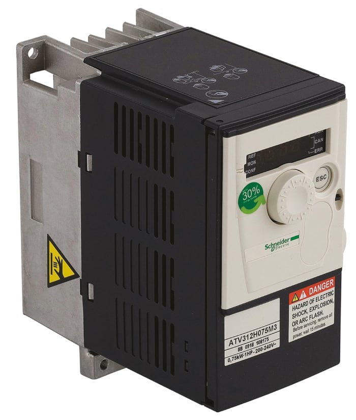 Schneider Electric Inverter Drive, 0.18 kW, 3 Phase, 230 V ac, 1.5 A, ATV 312 Series