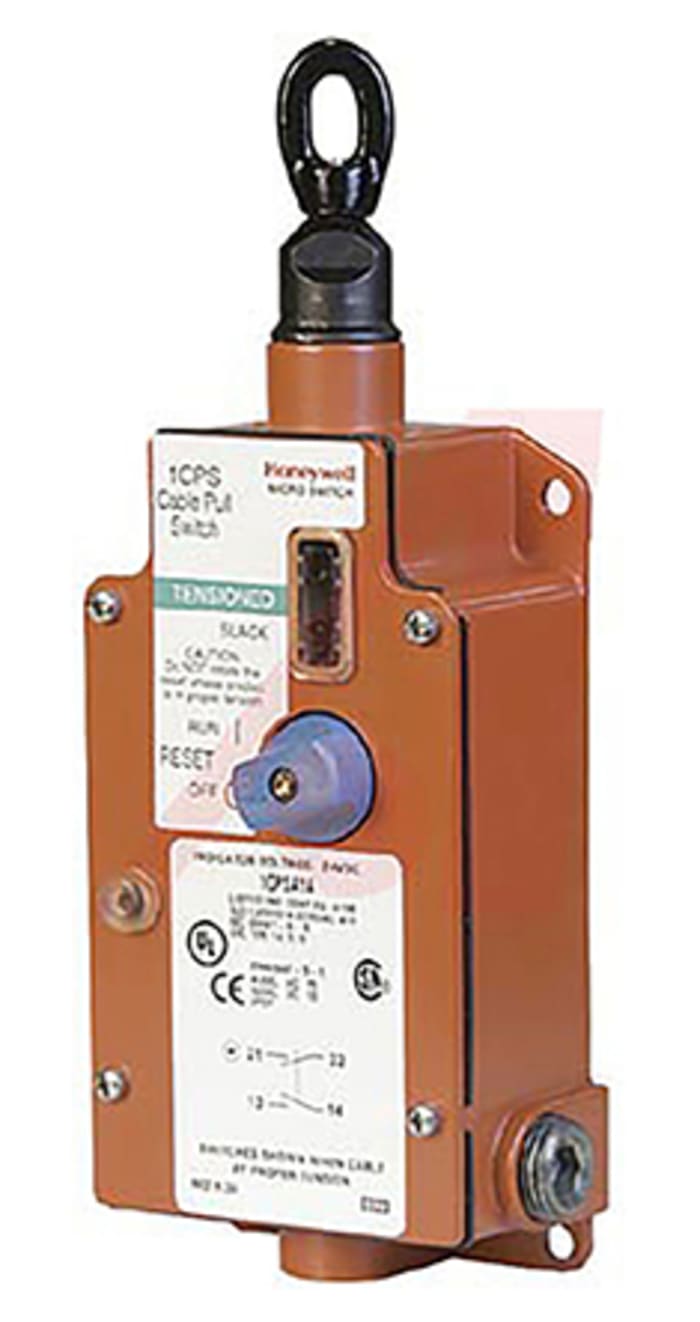 Interruptor por tirón de cable Honeywell 1CPS, NA/NC, 10A, IP67, para cable hasta 76m