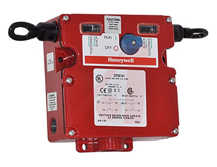 Interruptor por tirón de cable Honeywell 2CPS, 2 NA / 2 NC, 50mA, IP67, para cable hasta 152m