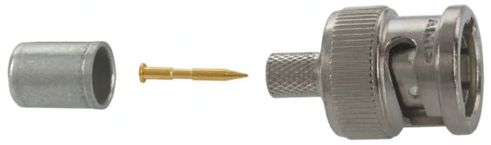 TE Connectivity BNC Series, Plug Cable Mount BNC Connector, 75Ω, Crimp Termination, Straight Body