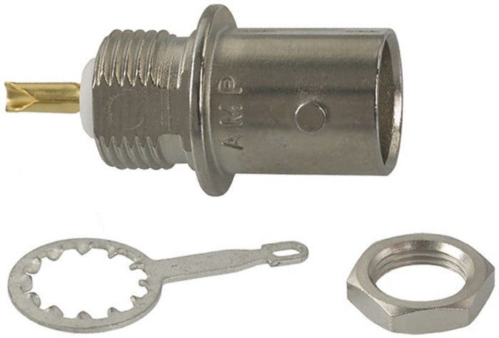 Conector coaxial TE Connectivity 227169-8, Hembra, Recta, Impedancia 50Ω, Montaje en Panel, Terminación de Soldador,