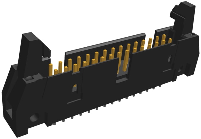 TE Connectivity AMP-LATCH Series Straight Through Hole PCB Header, 30 Contact(s), 2.54mm Pitch, 2 Row(s), Shrouded