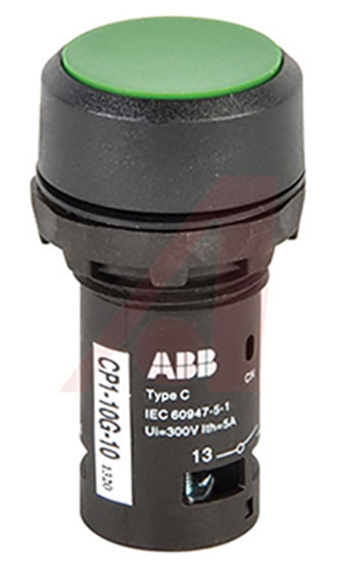 ABB Compact Series Push Button, Panel Mount, 22mm Cutout, SPST, IP66, IP67
