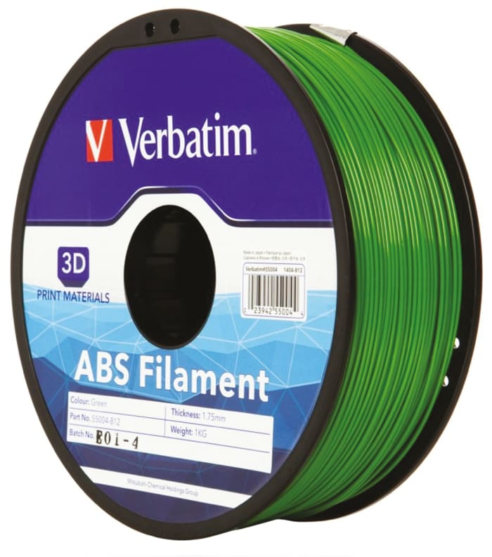 Verbatim 1.75mm Green ABS 3D Printer Filament, 1kg