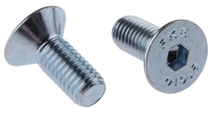 RS PRO Bright Zinc Plated Steel Hex Socket Countersunk Screw, DIN 7991, M6 x 50mm