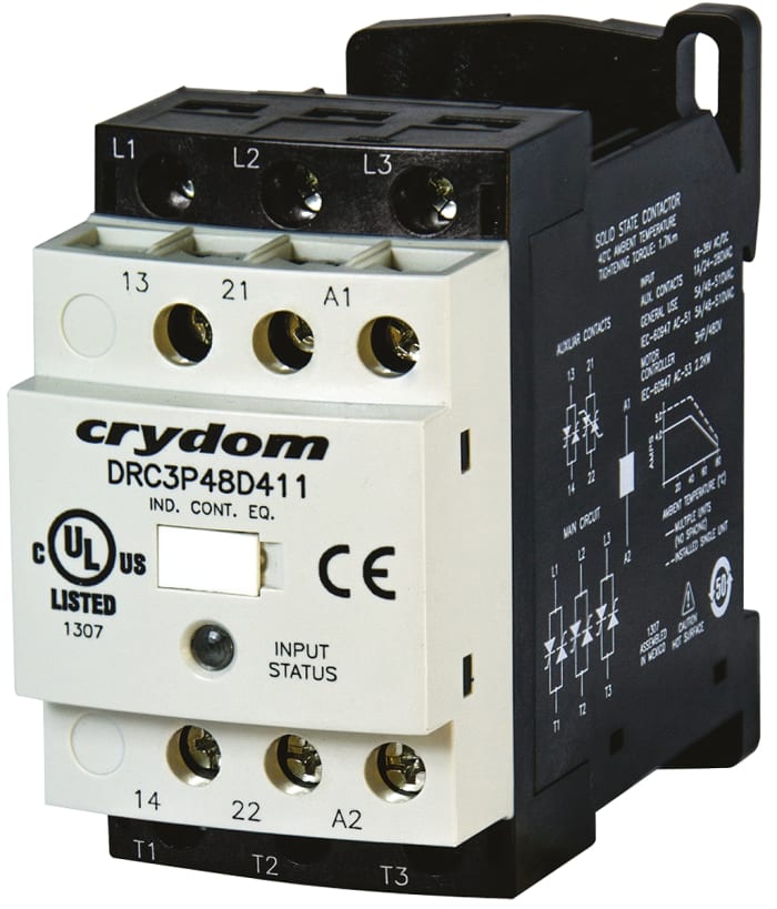 Sensata Crydom Solid State Relay, 7.6 A Load, DIN Rail Mount, 510 V ac Load