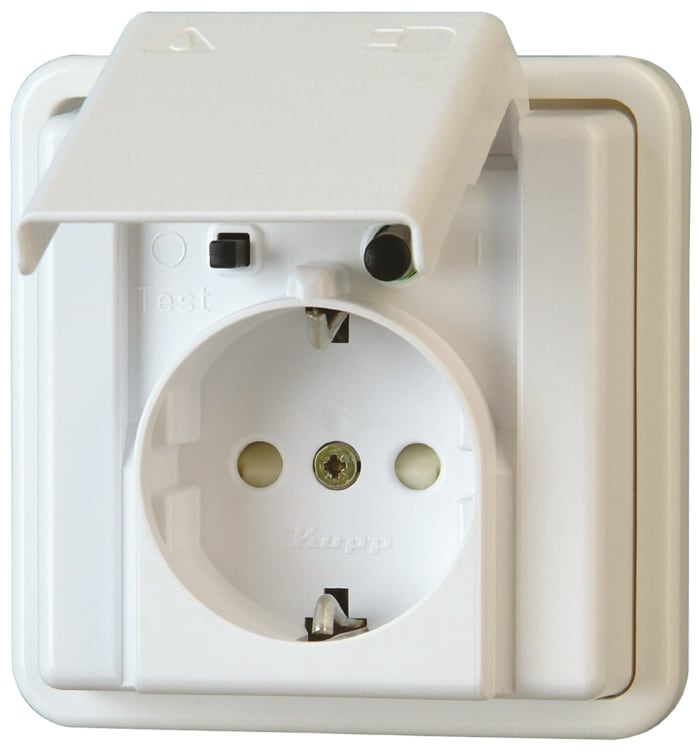916602017 Kopp Kopp 16A, Single Gang RCD Socket, Flush Mount, IP44