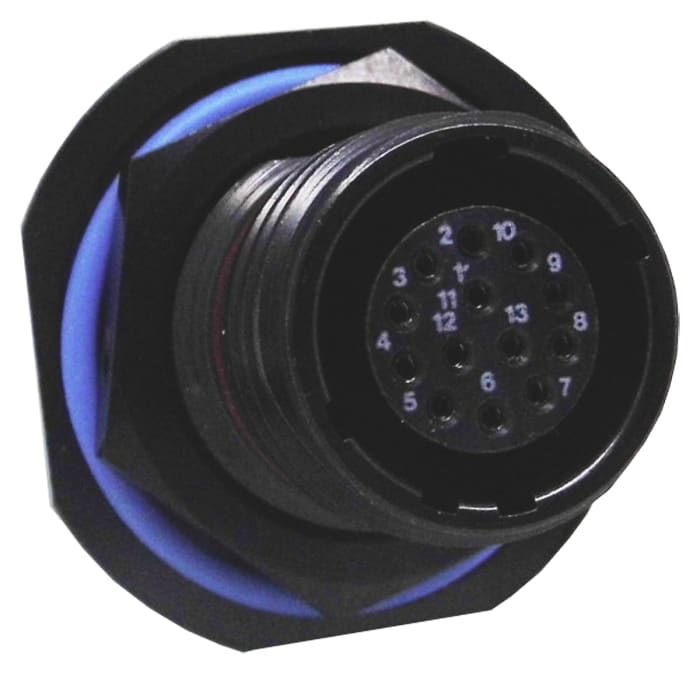 Amphenol Limited, TV, Copper Alloy 13 Way Panel Mount MIL Spec Circular Connector ReceptacleBlack, Socket