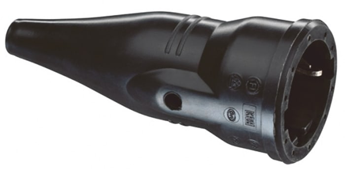 ABL Sursum German Mains Sockets, 16A Black, Cable Mount Rubber Screw, 250 V