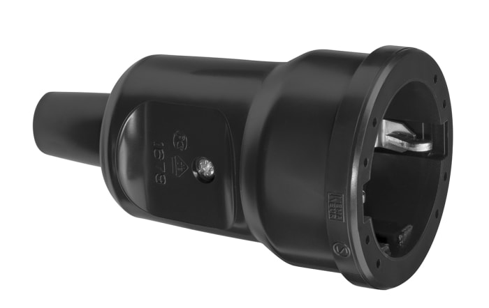ABL Sursum German Mains Sockets, 16A Black, Cable Mount PVC Screw, 250 V