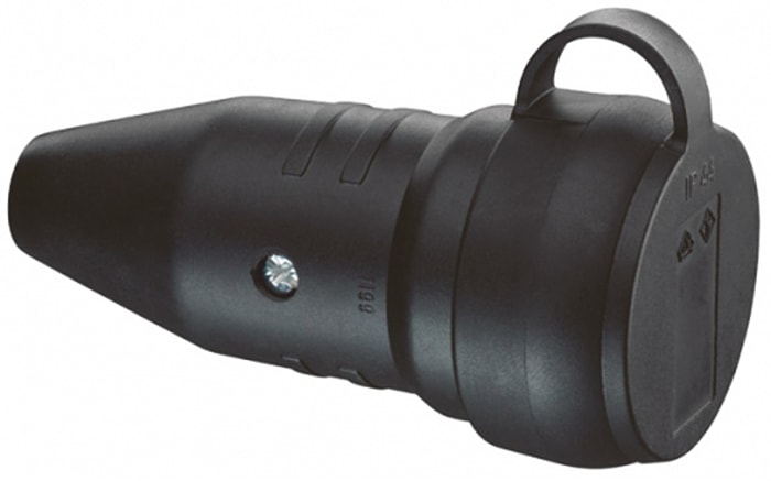 ABL Sursum German Mains Sockets, 16A Black, Cable Mount Rubber Screw, 250 V