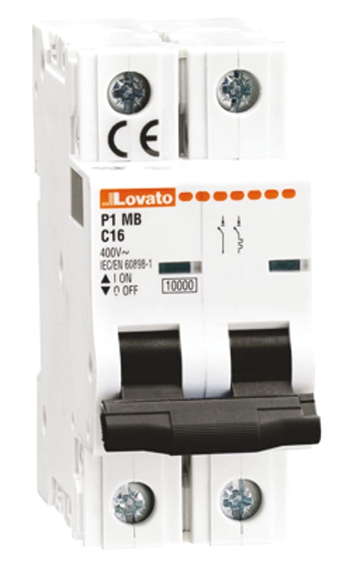 Interruptor automático 1+N, 2A, Curva Tipo C, Poder de corte 6 kA, ModuLo, Montaje en Carril DIN