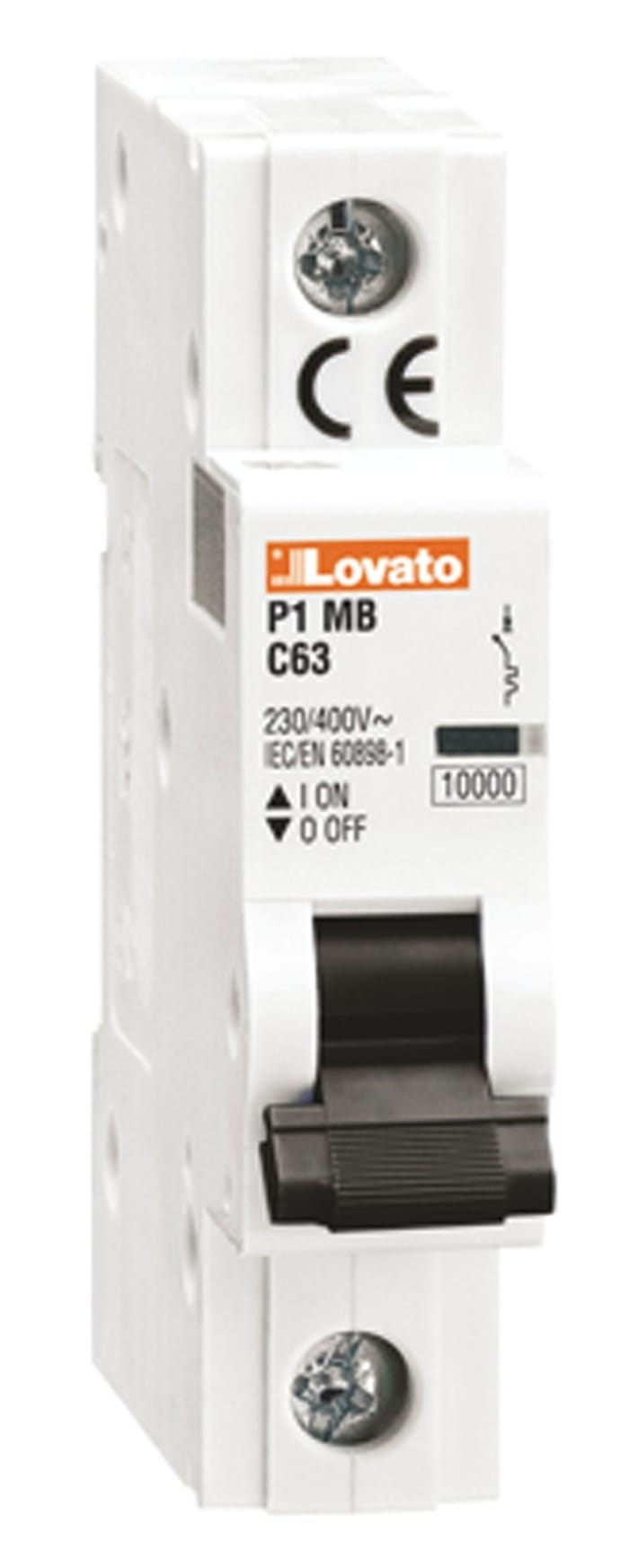 Lovato ModuLo P1MB MCB, 1P, 10A Curve C, 230V AC, 60V DC, 10 kA Breaking Capacity