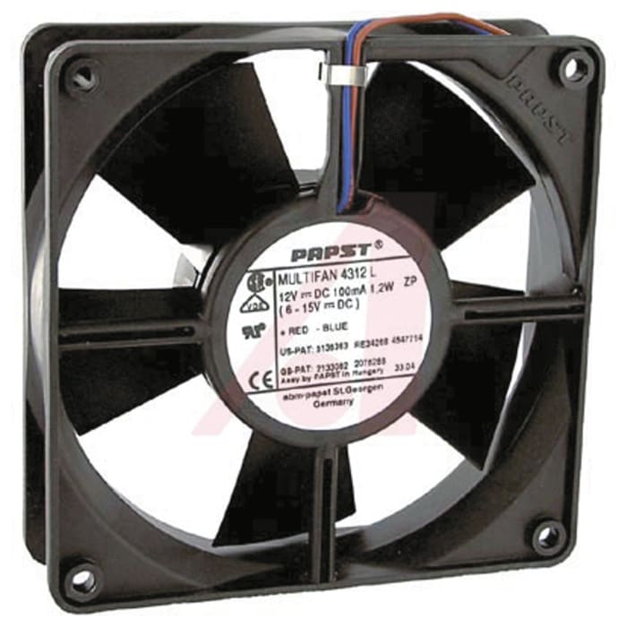 ebm-papst 4300 Series Axial Fan, 24 V dc, DC Operation, 170m³/h, 5W, IP20, 119 x 119 x 32mm