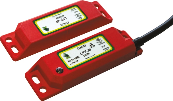 IDEM LPF-RFID-M Series Magnetic, RFID Non-Contact Safety Switch, 24V dc, Plastic Housing, 2NC, M12