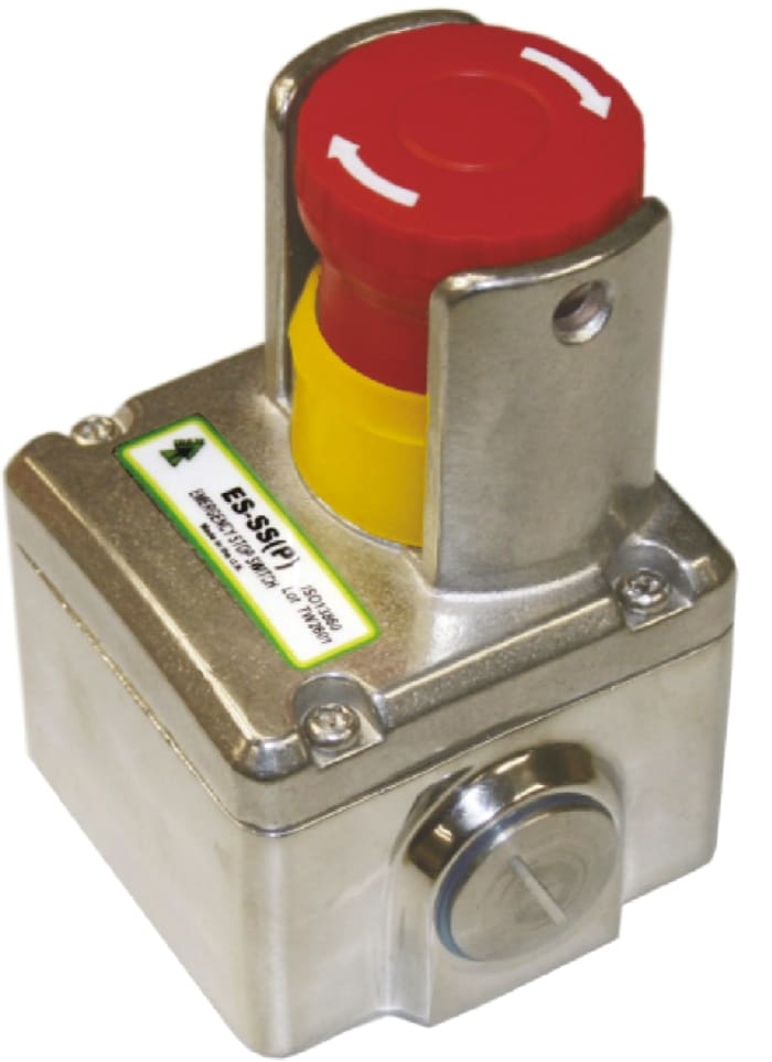 IDEM ES Series Twist Release Emergency Stop Push Button, Surface Mount, 2NC + 1NO, IP69K