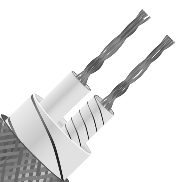RS PRO Type J Thermocouple Cable/Wire, 10m, Unscreened, Glass Fibre Insulation, +350°C Max, 7/0.2mm