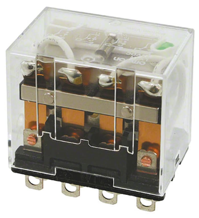 Omron Plug In Non-Latching Relay, 24V ac Coil, 10A Switching Current, 4PDT