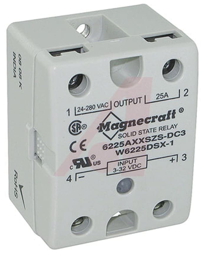 Schneider Electric Solid State Relay, 25 A Load, Panel Mount, 280 V ac Load, 32 V dc Control